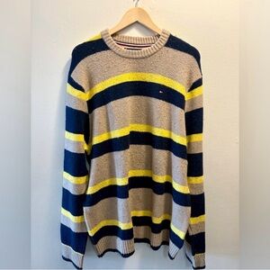 Tommy Hilfiger Blue and Yellow Stripe Crewneck Sweater 3XL